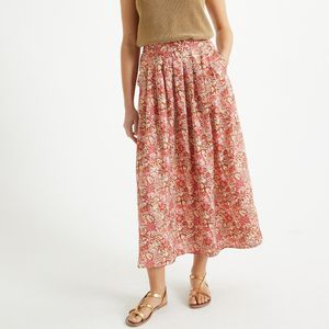 Wijde rok, bloemenprint, lang ANNE WEYBURN. Polyester materiaal. Maten 50 FR - 48 EU. Multicolor kleur