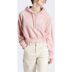 Korte hoodie Brand Love ADIDAS SPORTSWEAR. Polyester materiaal. Maten XXS/XS. Roze kleur