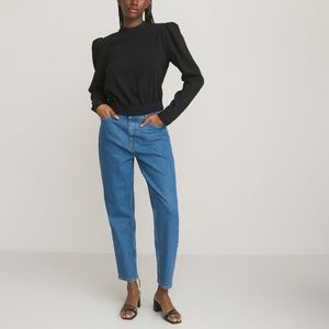 Boyfit jeans met hoge taille LA REDOUTE COLLECTIONS. Denim materiaal. Maten 46 FR - 44 EU. Blauw kleur