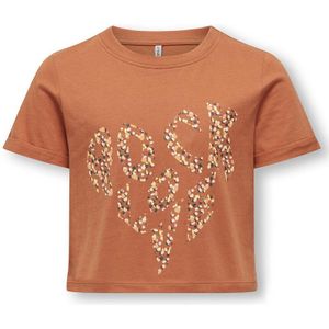 Cropped T-shirt met korte mouwen KIDS ONLY. Katoen materiaal. Maten 13/14 jaar - 153/156 cm. Oranje kleur