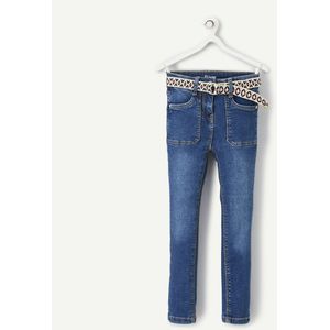 Skinny jeans met geweven riem TAPE A L'OEIL. Katoen materiaal. Maten 6 jaar - 114 cm. Blauw kleur