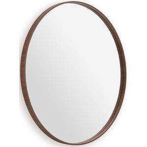 Ronde spiegel fineer notenhout Ø120 cm, Alaria LA REDOUTE INTERIEURS. Donker hout materiaal. Maten één maat. Kastanje kleur