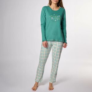 Pyjama in katoen met lange mouwen Tweed NAF NAF. Katoen materiaal. Maten L. Groen kleur