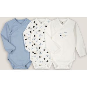 Set van 3 geboorte rompers met lange mouwen LA REDOUTE COLLECTIONS. Katoen materiaal. Maten prema - 45 cm. Beige kleur
