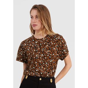 T-shirt met luipaardprint, ronde hals en korte mouwen ICODE. Katoen materiaal. Maten L. Andere kleur