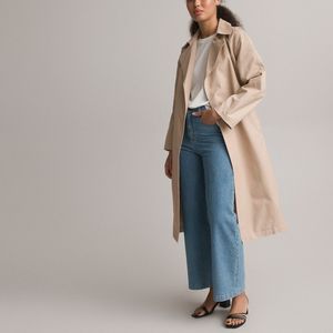 Trenchcoat met ceintuur LA REDOUTE COLLECTIONS. Katoen materiaal. Maten 48 FR - 46 EU. Kastanje kleur