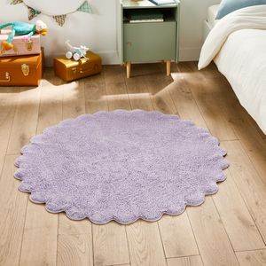 Rond tapijt, geschulpt, voor kinderen, gerecycled katoen, Honaki LA REDOUTE INTERIEURS. Katoen materiaal. Maten diameter 120 cm. Violet kleur