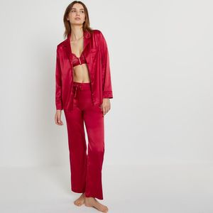 Pyjama in satijn LA REDOUTE COLLECTIONS. Katoen materiaal. Maten 42 FR - 40 EU. Rood kleur