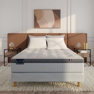 Boxspring met veren premium LA REDOUTE INTERIEURS. Geen latten / met veren materiaal. Maten 140 x 190 cm. Beige kleur