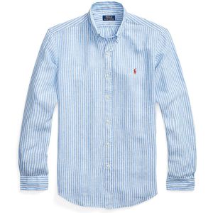 Gestreept, recht hemd in linnen POLO RALPH LAUREN. Linnen materiaal. Maten XXL. Wit kleur