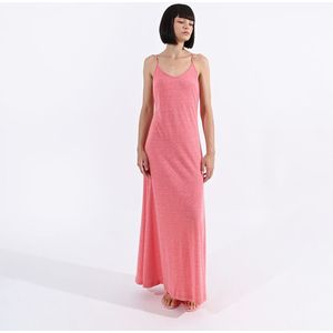 Lange jurk met smalle bandjes LILI SIDONIO. Katoen materiaal. Maten L. Oranje kleur