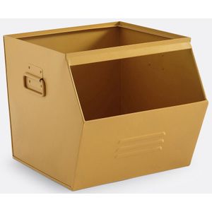 Hiba - Stapelbare Opbergbak - Okergeel - Metaal