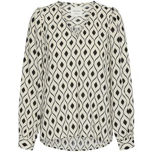 Bedrukte blouse met V-hals VERO MODA. Polyester materiaal. Maten L. Beige kleur