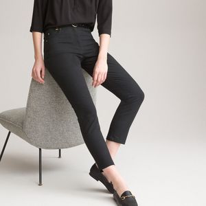 Rechte 7/8 broek, stretchkatoen ANNE WEYBURN. Katoen materiaal. Maten 40 FR - 38 EU. Zwart kleur