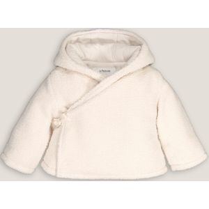 Warme jas met kap in sherpa LA REDOUTE COLLECTIONS. Imitatie bont materiaal. Maten 1 jaar - 74 cm. Beige kleur