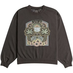 Sweater met ronde hals, in molton ROXY. Geruwd molton materiaal. Maten 14 jaar - 156 cm. Zwart kleur