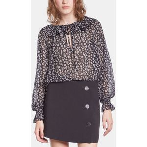 Bedrukte blouse met lange mouwen THE KOOPLES. Viscose materiaal. Maten 1(S). Zwart kleur