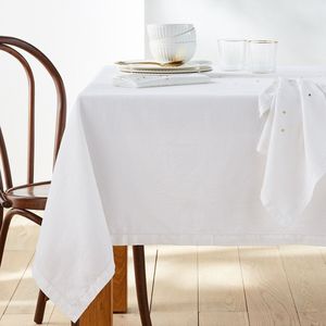 Geborduurd tafelkleed in katoen/linnen, Doris LA REDOUTE INTERIEURS.  materiaal. Maten 150 x 150 cm. Wit kleur