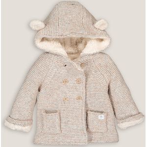 Vest met kap in warm tricot en sherpa LA REDOUTE COLLECTIONS. Katoen materiaal. Maten 18 mnd - 81 cm. Beige kleur