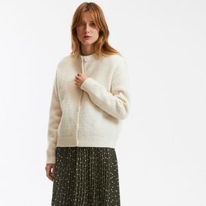 Vest met ronde hals, tricot van wolmix LA REDOUTE COLLECTIONS. Wol materiaal. Maten S. Wit kleur