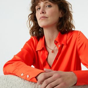 Soepel hemd in satijn LA REDOUTE COLLECTIONS. Polyester materiaal. Maten 38 FR - 36 EU. Oranje kleur