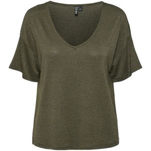 Oversized T-shirt met glanzende smalle strepen PIECES. Viscose materiaal. Maten L. Groen kleur