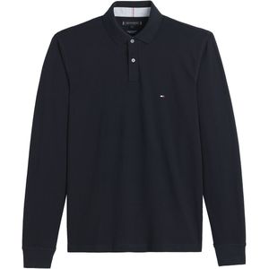 Rechte polo met lange mouwen, piqué tricot 1985 TOMMY HILFIGER. Katoen materiaal. Maten S. Blauw kleur