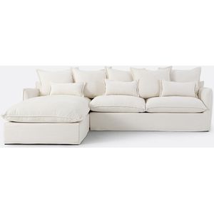 Hoekbank in mêlee polyester, linkerhoek, Odna LA REDOUTE INTERIEURS. Mêlee polyester materiaal. Maten linkerhoek. Beige kleur