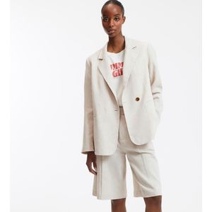 Asymmetrische blazer met knoopsluiting van linnen en katoen LA REDOUTE COLLECTIONS. Linnen materiaal. Maten 52 FR - 50 EU. Beige kleur