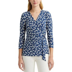 Bedrukt wikkelshirt met 3/4 mouwen JAINAB LAUREN RALPH LAUREN. Polyester materiaal. Maten M. Blauw kleur