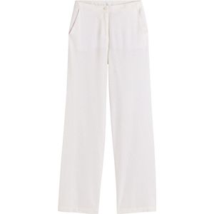 Wijde broek in mixed linnen ANNE WEYBURN. Linnen materiaal. Maten 44 FR - 42 EU. Wit kleur