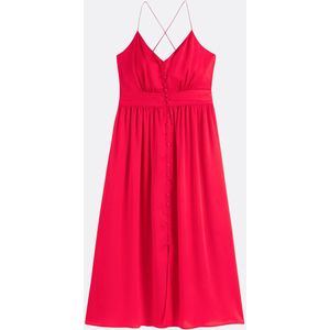 Vloeiende maxi-jurk met fijne schouderbandjes, CALINE SUNCOO. Polyester materiaal. Maten 0(XS). Rood kleur