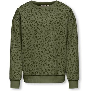 Sweater met ronde hals en luipaardprint, in molton KIDS ONLY. Geruwd molton materiaal. Maten 11/12 jaar - 144/150 cm. Groen kleur