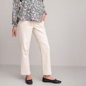 Rechte jeans voor zwangerschap, hoge bandeau, bio katoen LA REDOUTE COLLECTIONS. Denim materiaal. Maten 44 FR - 42 EU. Wit kleur