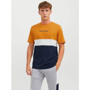 T-shirt met ronde hals color block Jjereid JACK & JONES. Katoen materiaal. Maten S. Oranje kleur