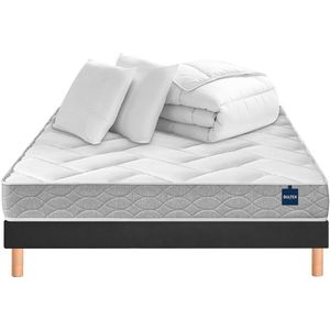 Klaar om te slapen Back To Full Pack 2 BULTEX. Massief hout materiaal. Maten 140 x 190 cm. Wit kleur