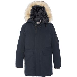 Parka met kap 10-16 jaar SCHOTT. Polyester materiaal. Maten 16 jaar - 174 cm. Blauw kleur
