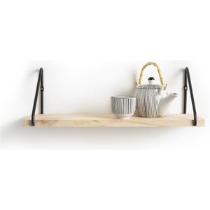 Wandplank in grenen en ijzer metaal L50 cm, Vinto LA REDOUTE INTERIEURS.  materiaal. Maten één maat. Zwart kleur