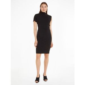 Jurk met opstaande kraag CALVIN KLEIN. Polyester materiaal. Maten 40 FR - 38 EU. Zwart kleur