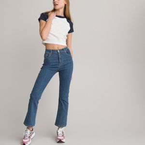 Cropped T-shirt met ronde hals LA REDOUTE COLLECTIONS. Katoen materiaal. Maten XS. Wit kleur