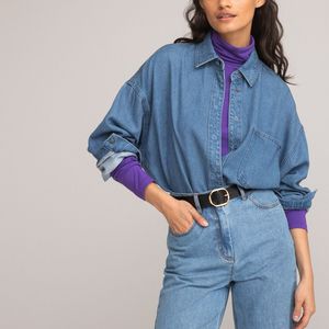 Los hemd met lange mouwen LA REDOUTE COLLECTIONS. Denim materiaal. Maten 38 FR - 36 EU. Blauw kleur