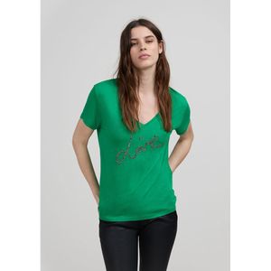 T-shirt met korte mouwen en V-hals IKKS. Viscose materiaal. Maten XS. Groen kleur