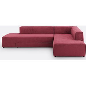 Omvormbare hoekbank in getextureerd fluweel, Ginosa LA REDOUTE INTERIEURS. Getextureerd fluweel materiaal. Maten rechterhoek. Roze kleur