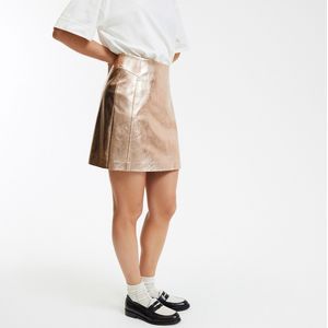 Korte goudkleurige rok LA REDOUTE COLLECTIONS. Polyester materiaal. Maten 36 FR - 34 EU. Goudkleur kleur