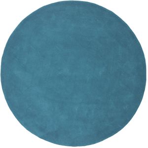 Rond tapijt in getuft kant Renzo, groot model LA REDOUTE INTERIEURS. Katoen materiaal. Maten diameter 160 cm. Blauw kleur