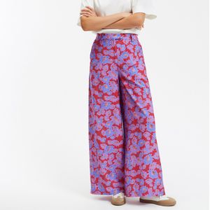 Wijde broek, hoge taille, bloemenprint LA REDOUTE COLLECTIONS. Viscose materiaal. Maten 44 FR - 42 EU. Multicolor kleur