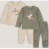 Set van 2 pyjama's in badstof, dinosaurussen LA REDOUTE COLLECTIONS. Katoen materiaal. Maten 4 jaar - 102 cm. Groen kleur