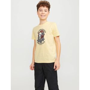 T-shirt met korte mouwen JACK & JONES JUNIOR. Katoen materiaal. Maten 12 jaar - 150 cm. Geel kleur