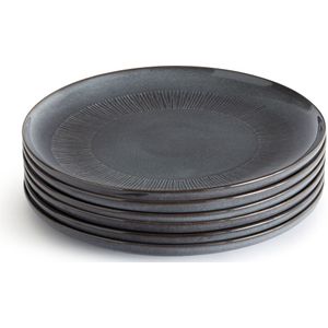 Set van 6 platte borden in reactief geglazuurd aardewerk, Edena LA REDOUTE INTERIEURS. Zandsteen materiaal. Maten één maat. Grijs kleur