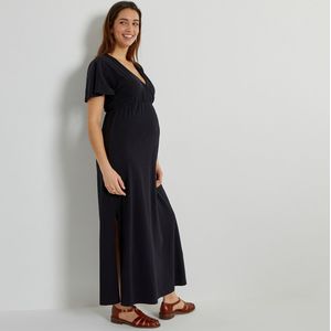 Maxi lange zwangerschapsjurk, jerseytricot LA REDOUTE COLLECTIONS. Katoen materiaal. Maten XL. Zwart kleur
